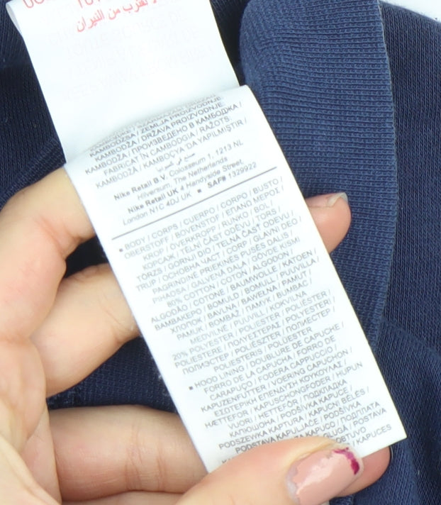 Nike Girls Blue Full Zip Hoodie M 137-146cm Logo Athletic Dept 1972 Fleece