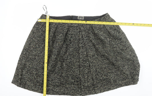 NW3 Women Grey Wool Blend Tweed A-Line Knee Length Skirt Size 16