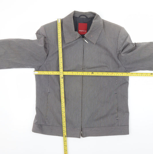 Bianca Women's Grey Striped Zip-Up Short Jacket Size 14