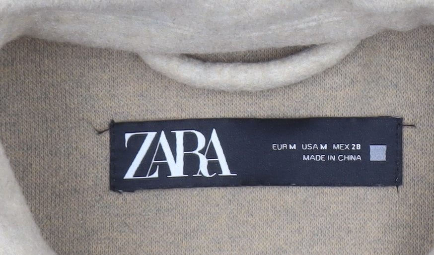 ZARA Women Beige Wool Blend Belted Casual Jacket Size 12