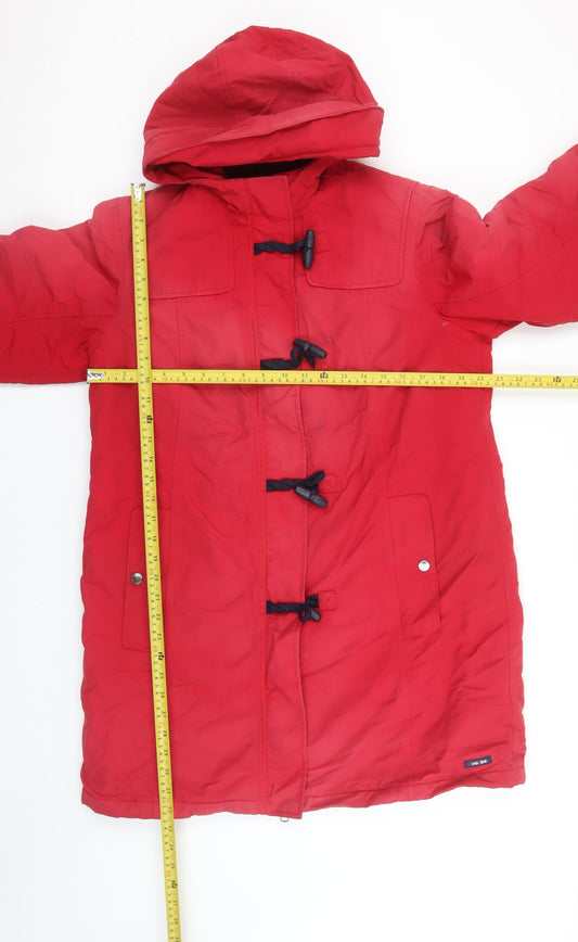 Womens UK Size M Regular Lands' End Red Cotton Blend Coat