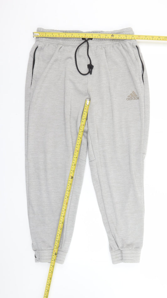Adidas Boys Grey XL Jogger Sweatpants Elastic Waist Activewear Trousers