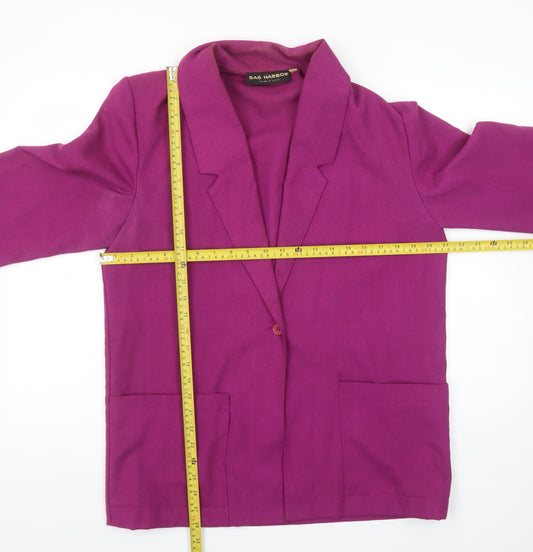 Sag Harbor Women’s Purple Linen Blazer Size 10 Single Breasted 3/4 Sleeve