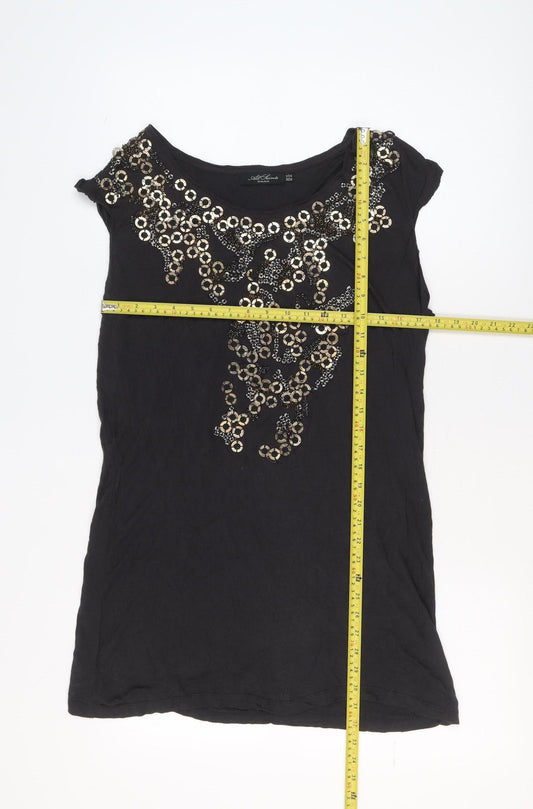 AllSaints Women's Black Sequin Tunic Top Size 14 Viscose Sleeveless