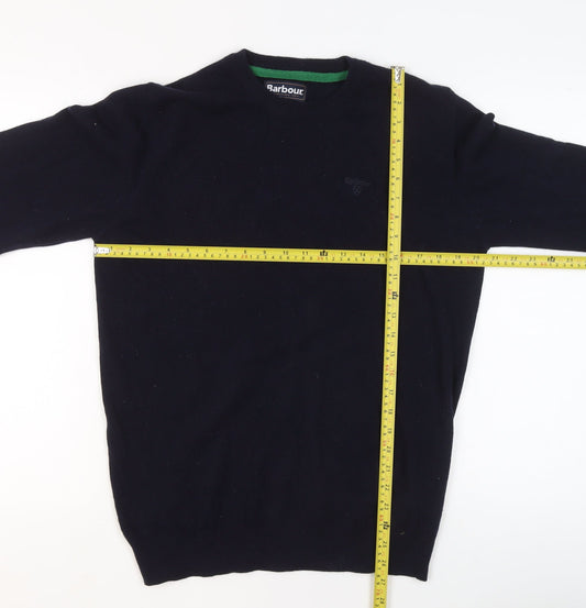 Barbour Men's Blue Wool Crew Neck Pullover Jumper M