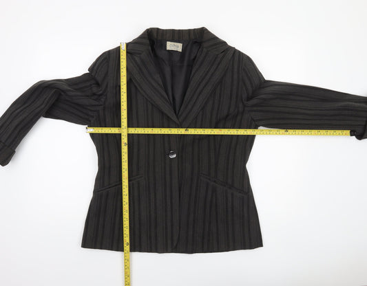 Oltre Women’s Brown Pinstripe Single-Breasted Blazer Size 16