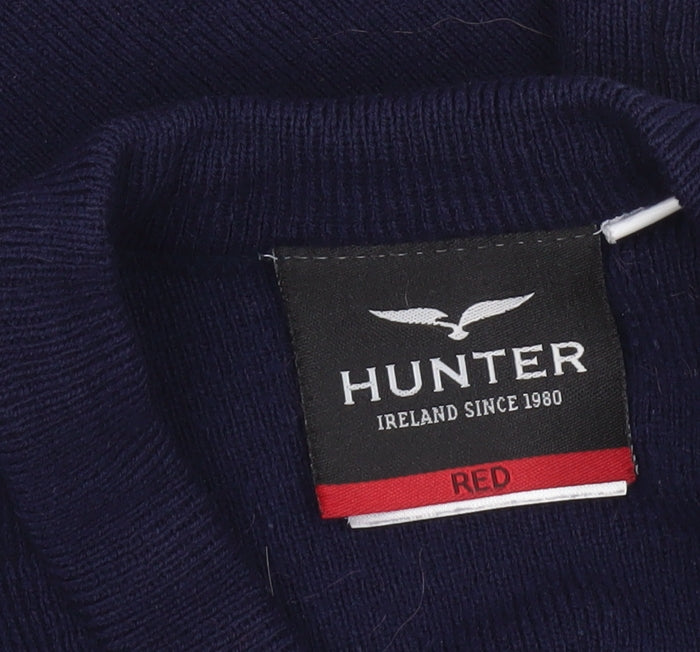 Hunter Boys Navy V-Neck Acrylic School Jumper Size 32 Long Sleeve