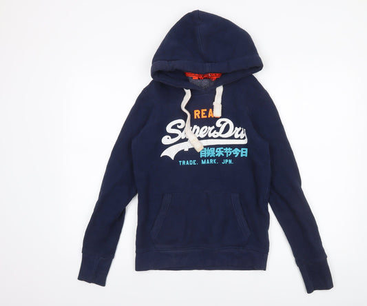 Womens UK XS Regular Superdry Blue Pullover Hoodie