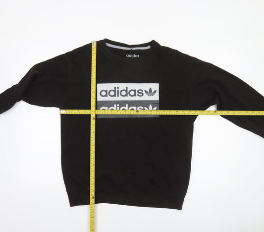 Adidas Mens Black Crew Neck Graphic Logo Sweatshirt Size S