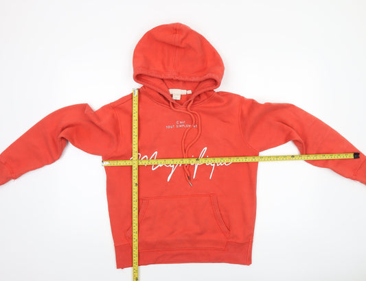 L.O.G.G. Womens Red Pullover Hoodie Magnifique Print Size 12