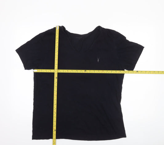 AllSaints Men's Black XL V-Neck Cotton Jersey T-Shirt
