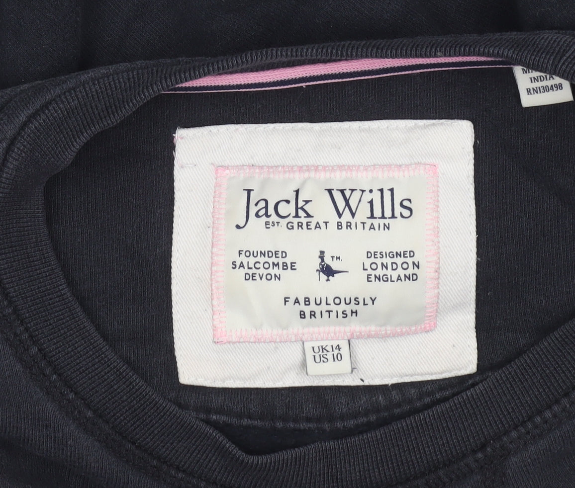 Womens UK 14 Regular Jack Wills Black Pullover Sweatshirt