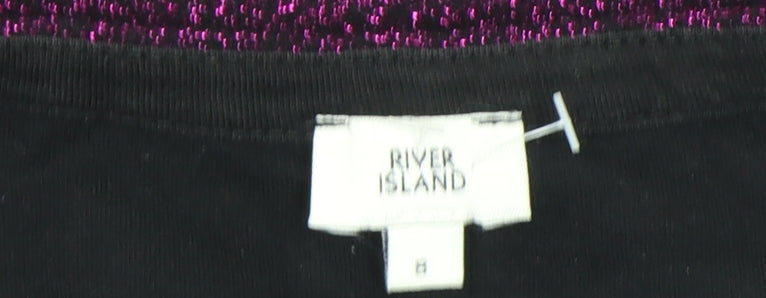 River Island Women’s Purple Glitter Cropped T-Shirt Size 8