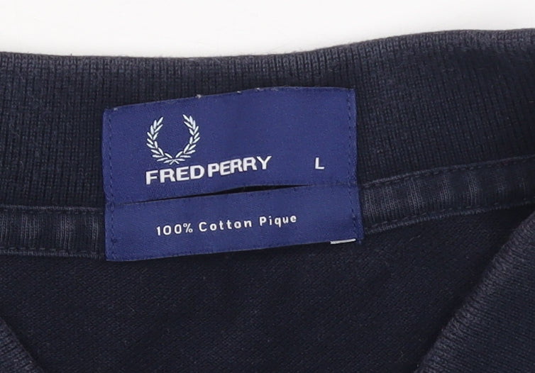 Fred Perry Men's Blue Cotton Polo Shirt L Classic Sports Style