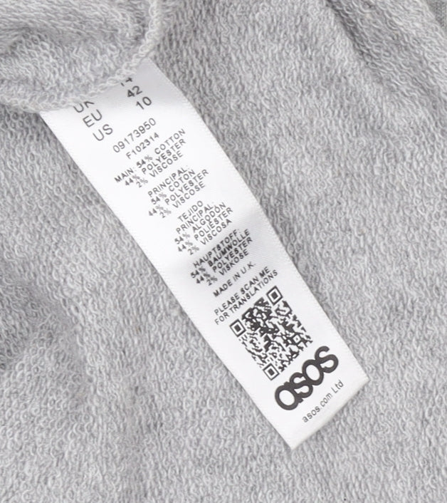 Brand and care label for ASOS Women Grey Bodycon Off Shoulder Jersey Dress, size 14