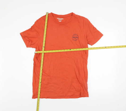 Mens UK Size L JACK & JONES Orange Cotton T-Shirt