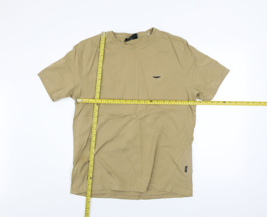 Police Men's Beige XL Crew Neck Cotton T-Shirt