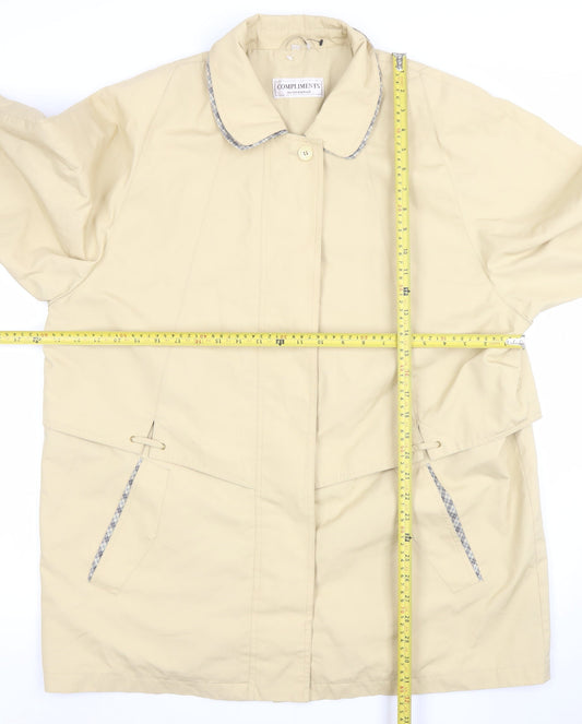 Compliments Women Beige Size 18 Mid-Length Classic Rain Coat