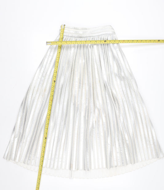 Maje Women’s Silver Pleated Knee Length Skirt Size S