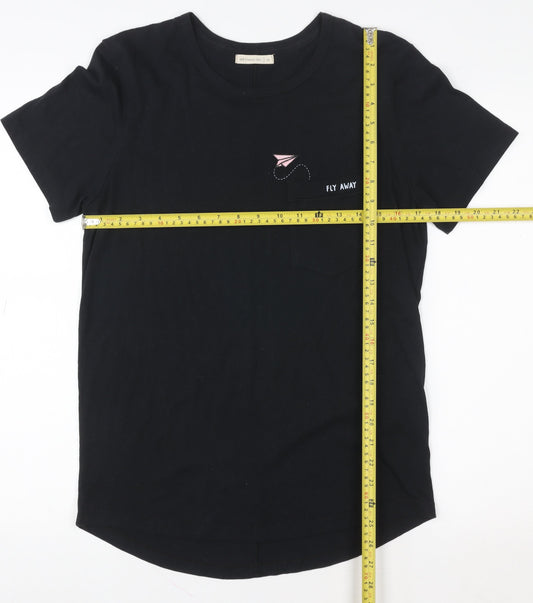 98 Coast Av. Women's Black Cotton Embroidered T-Shirt M
