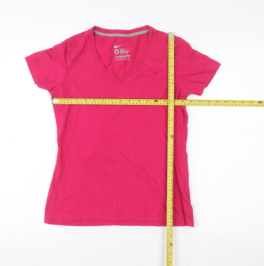 Nike Women's Pink Slim Fit V-Neck Short Sleeve T-Shirt Size M