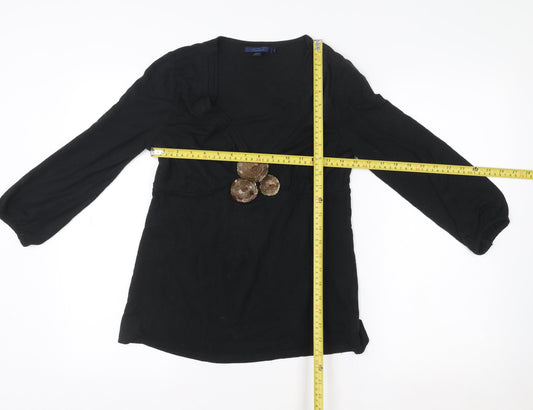 Womens UK Size 12 Boden Black Cotton Blouse