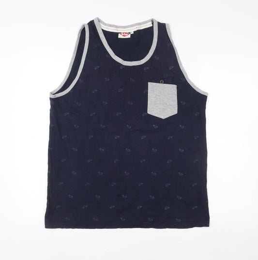 Unisex Adultss UK Size L Lee Cooper Blue Cotton Tank