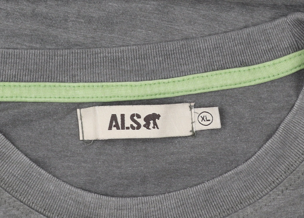 Alssr Unisex Grey Cotton Crew Neck XL T-Shirt