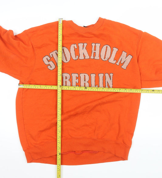 H&M Women's Orange Stockholm Berlin Cotton Blend Pullover Sweatshirt M