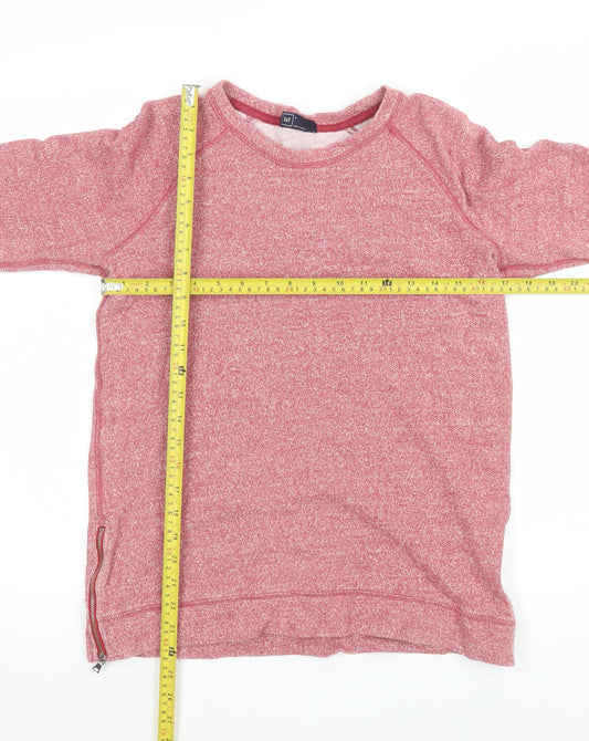 GAP Men’s Red Crew Neck Pullover Sweatshirt Size S Zip Detail Cotton Stretch