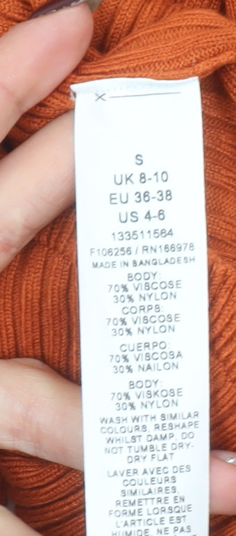Additional view of ASOS DESIGN Women’s Orange Viscose Ribbed Long Slip Dress, size UK 8-10