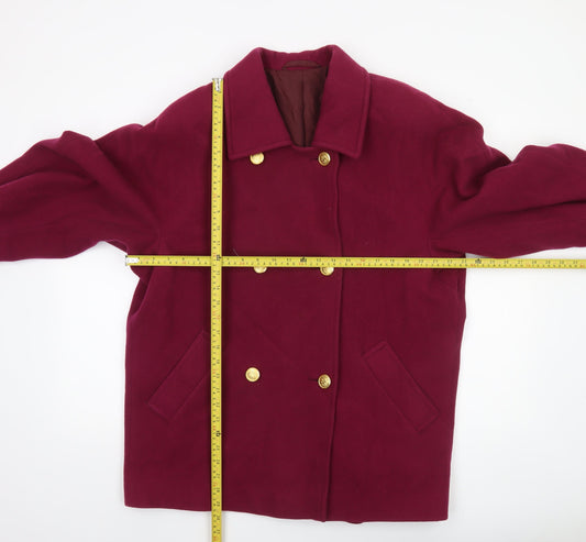 Marks and Spencer Women’s Red Wool Pea Coat UK 14 Mid-Length Classic Style