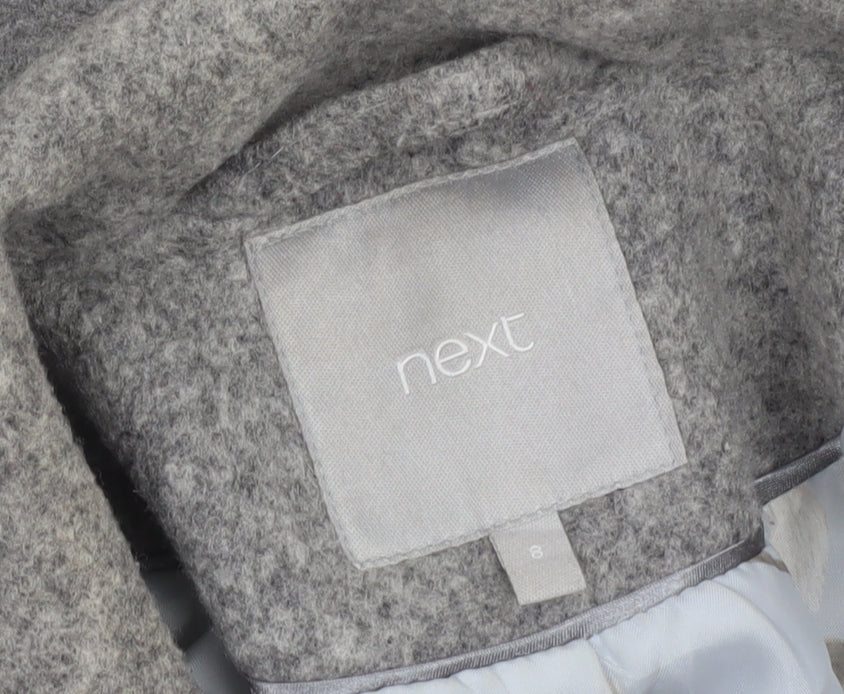 Next Women’s Grey Wool Blend Long Overcoat Size 8