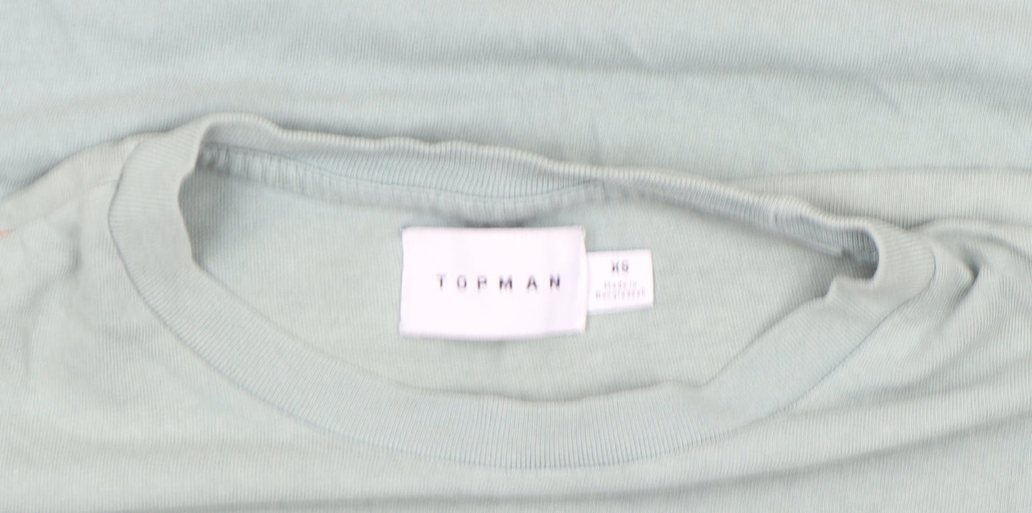 Topman Men's Green Cotton Short Sleeve Crew Neck T-Shirt Size S