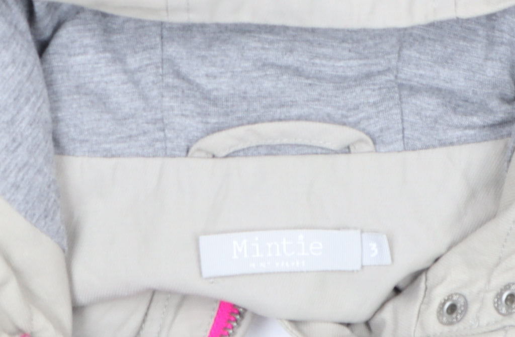Additional view of Mint Velvet girls’ beige hooded parka coat 3 years lined lightweight jacket