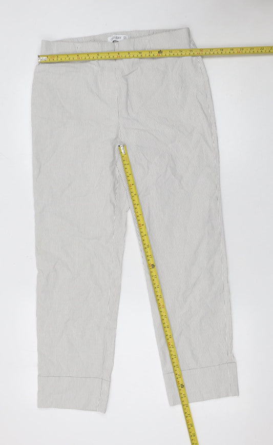 Gallery Women’s Grey Striped Jersey Trousers Size M Regular Fit