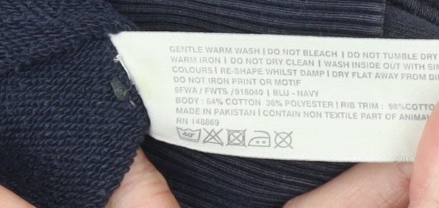 Womens UK 10 Regular FatFace Blue Pullover Hoodie