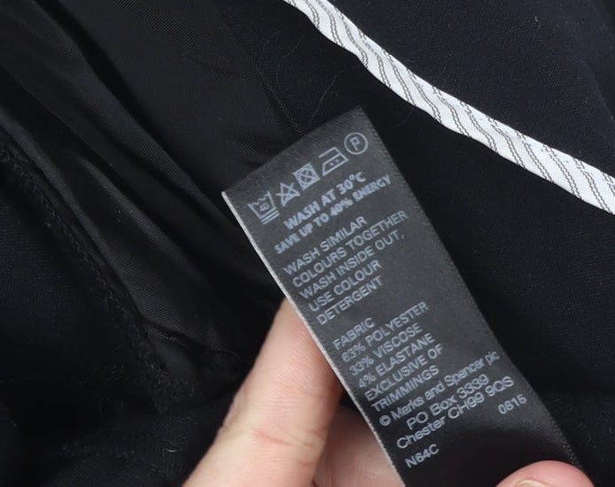 Marks and Spencer Women Black Size 10 Regular Fit Blazer Jacket