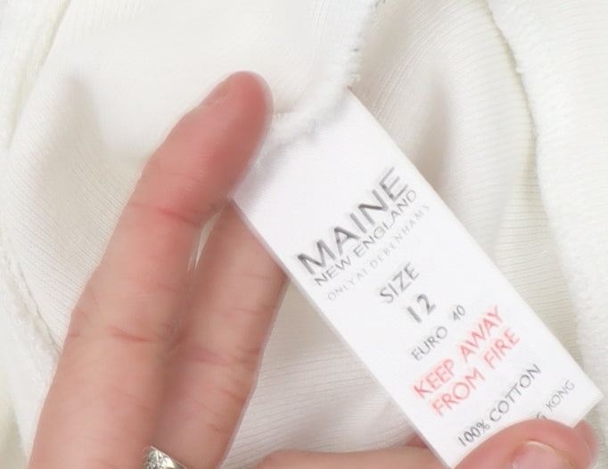 Maine New England Womens Ivory Vest Full Zip Hoodie Size 12 Cotton