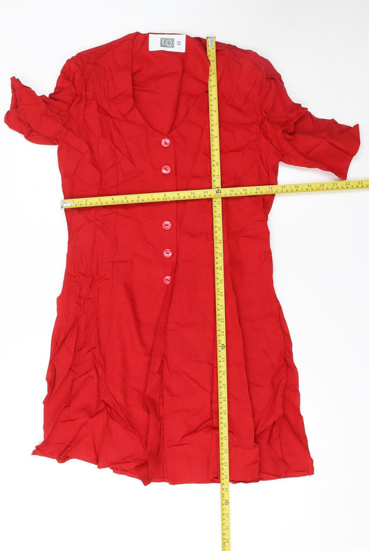 I.Q. Women’s Red Short Sleeve Button Front Suit Top Size 10