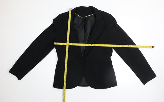Dorothy Perkins Women Black Size 14 Classic Single-Breasted Blazer