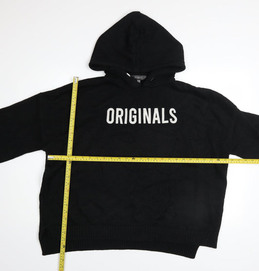 Missguided Womens Black Originals Hoodie UK 14/16 Pullover Knit Long Sleeve