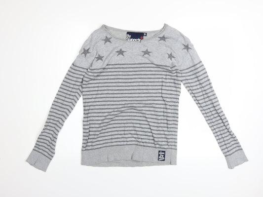 Womens UK S Regular Superdry Grey Pullover Tight-Knit