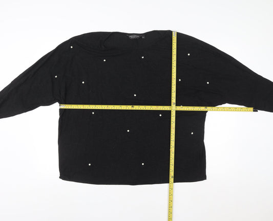 Dorothy Perkins Women Black UK 18 Pullover Sweatshirt Pearl Accent