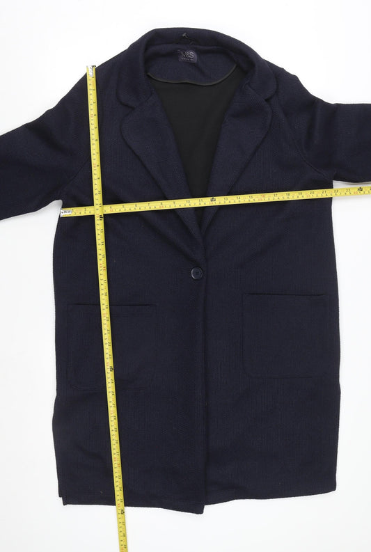 Marks and Spencer Men's Navy Blue Knit Polyester Coatigan Size 44 Regular Fit