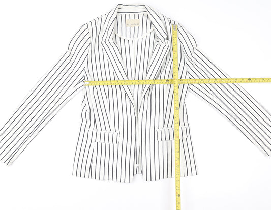 Phase Eight Womens White Striped Blazer Jacket Size 10 Regular Fit