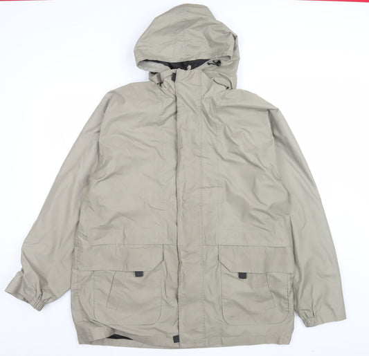 Champion Men’s Beige Hooded Parka Jacket L Water Resistant