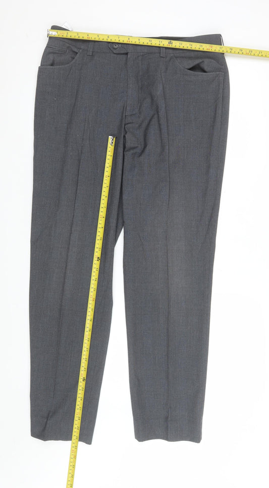 Next Men's Grey Check Dress Pants Trousers 34W 31L Regular Fit