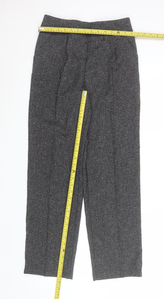 David Nieper Women Grey Size 10 Straight Leg Trousers Elastic Waist