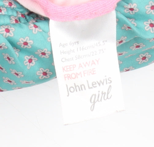 Additional view of John Lewis girls’ green floral hooded puffer waistcoat age 6 years